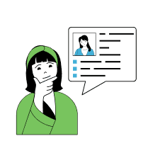 Want a care job - Person with profile and search interface